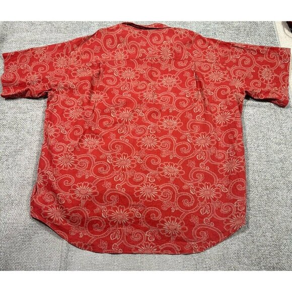 Vintage Abercrombie & Fitch The Big Shirt Mens XL Red Floral 90s Y2K Linen Blend - Picture 2 of 10